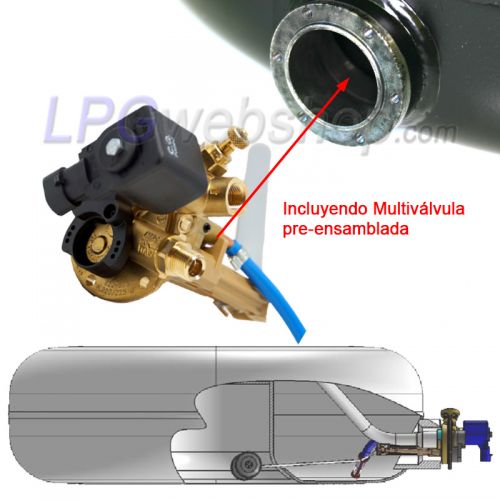 Depósito GLP Toroidal de 66,5 l (Ø680 x 220) GZWM, 1-Agujero 0° Externo Multiválvula incluida
