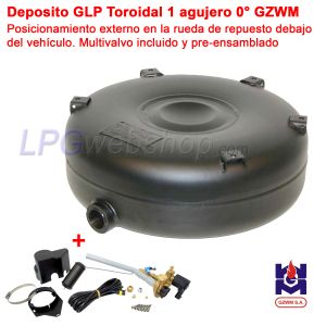 Depósito GLP Toroidal de 64 l (Ø630 x 250) GZWM, 1-Agujero 0° Externo Multiválvula incluida