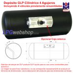 Depósito GLP Cilíndrico de 200 l (Ø450 x 1378) GZWM 4-Agujeros con Válvulas incluidas