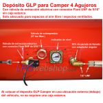 Depósito de GLP para autocaravana 40L (Ø300x645) cilíndrico 4 orificios GZWM - uso doméstico
