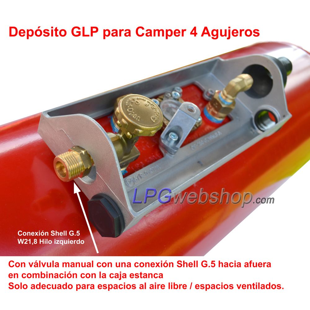 Depósito de GLP para autocaravana 120L (Ø360x1298) cilíndrico 4 orificios GZWM - uso doméstico Depósito de GLP para autocaravana 120L (Ø360x1298) cilíndrico 4 orificios GZWM - uso doméstico
