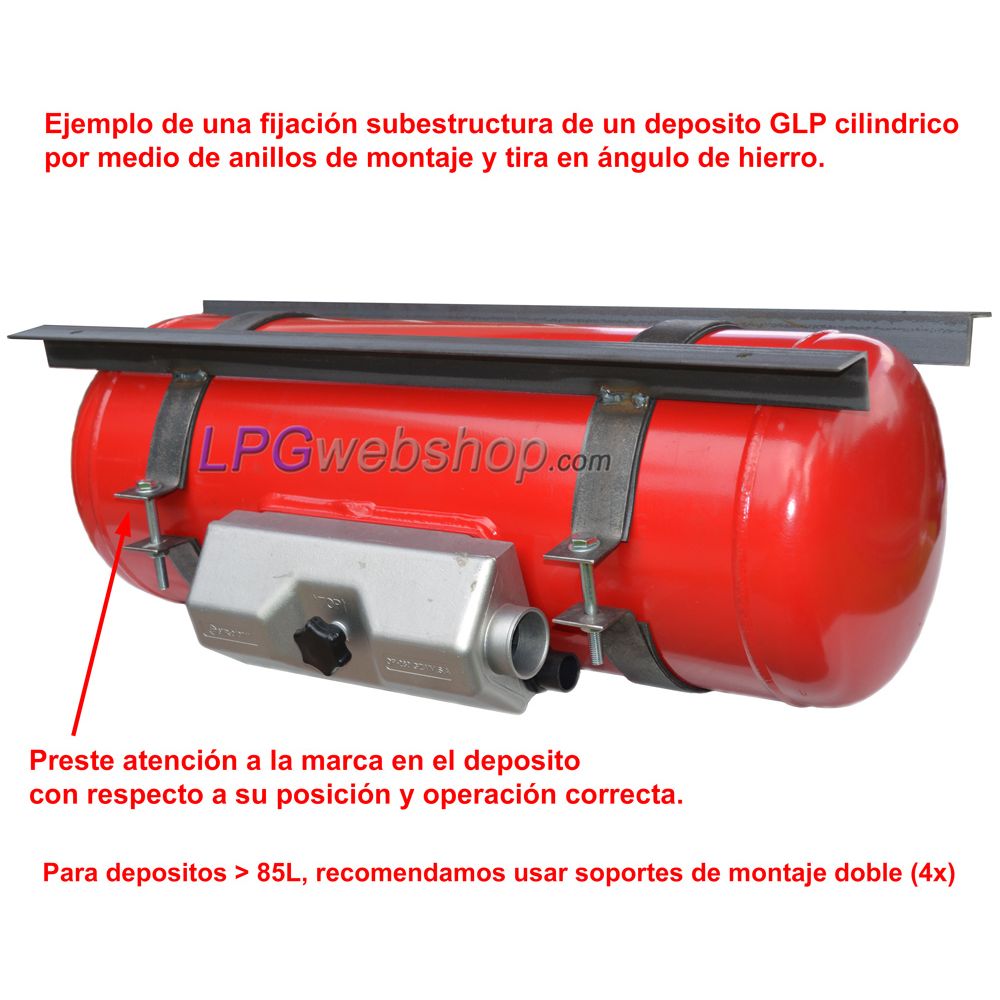 Depósito de GLP para autocaravana 120L (Ø360x1298) cilíndrico 4 orificios GZWM - uso doméstico Depósito de GLP para autocaravana 120L (Ø360x1298) cilíndrico 4 orificios GZWM - uso doméstico