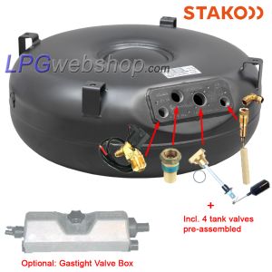 Toroidal LPG Tank 103L (Ø720x300) - STAKO 4-Hole incl. Fittings