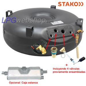 Depósito GLP Toroidal de 103L (Ø720 x 300) - STAKO 4-Agujeros con Válvulas incluidas