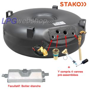 Réservoir GPL Torique 67L (Ø650x240) STAKO 4 trous 52° compris les raccords