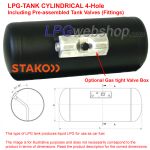 Depósito Cilindrico GLP de 70L (Ø300x1088) 4 Furos STAKO válvulas incluídas