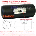 Depósito GLP Cilíndrico de 70L (Ø300x1088) STAKO 4-Agujeros con Válvulas incluidas