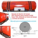Depósito cil. GLP para autocaravana 120L (Ø360x1307) STAKO 4-Agujeros 67R válvulas incluidas - uso doméstico