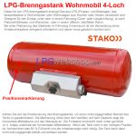 STAKO Zyl. LPG-Brenngastank 120L (Ø360x1307) für Wohnmobil 4-Loch 67R inkl. Ventile