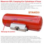 Réservoir Cyl. GPL Camping-car 100L (Ø360x1099) STAKO 4-Trous 67R vannes incluses - usage domestique