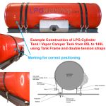 Depósito cil. GLP gasoso para autocaravana 120L (Ø360x1307) STAKO 4-furos 67R Válvulas incluídas