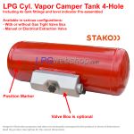 STAKO Cyl. Camper LPG Vapor Tank 70L (Ø360x789) 4-Hole 67R - Incl. Valves - for Heating & Cooking