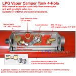 STAKO Cyl. Camper LPG Vapor Tank 70L (Ø360x789) 4-Hole 67R - Incl. Valves - for Heating & Cooking