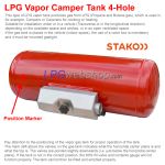 STAKO Cyl. Camper LPG Vapor Tank 70L (Ø360x789) 4-Hole 67R - Incl. Valves - for Heating & Cooking