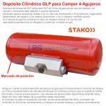 Depósito cil. GLP para autocaravana 70L (Ø360x789) STAKO 4-Agujeros 67R válvulas incluidas - uso doméstico