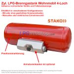 STAKO Zyl. LPG-Brenngastank 70L (Ø360x789) für Wohnmobil 4-Loch 67R inkl. Ventile