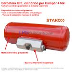 Bombola (Serbatoio cil.) ricaricabile GPL per Camper 70L (Ø360x789) STAKO 4-fori 67R Valvole comprese - uso domestico