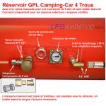 Réservoir Cyl. GPL Camping-car 70L (Ø360x789) STAKO 4-Trous 67R vannes incluses - usage domestique