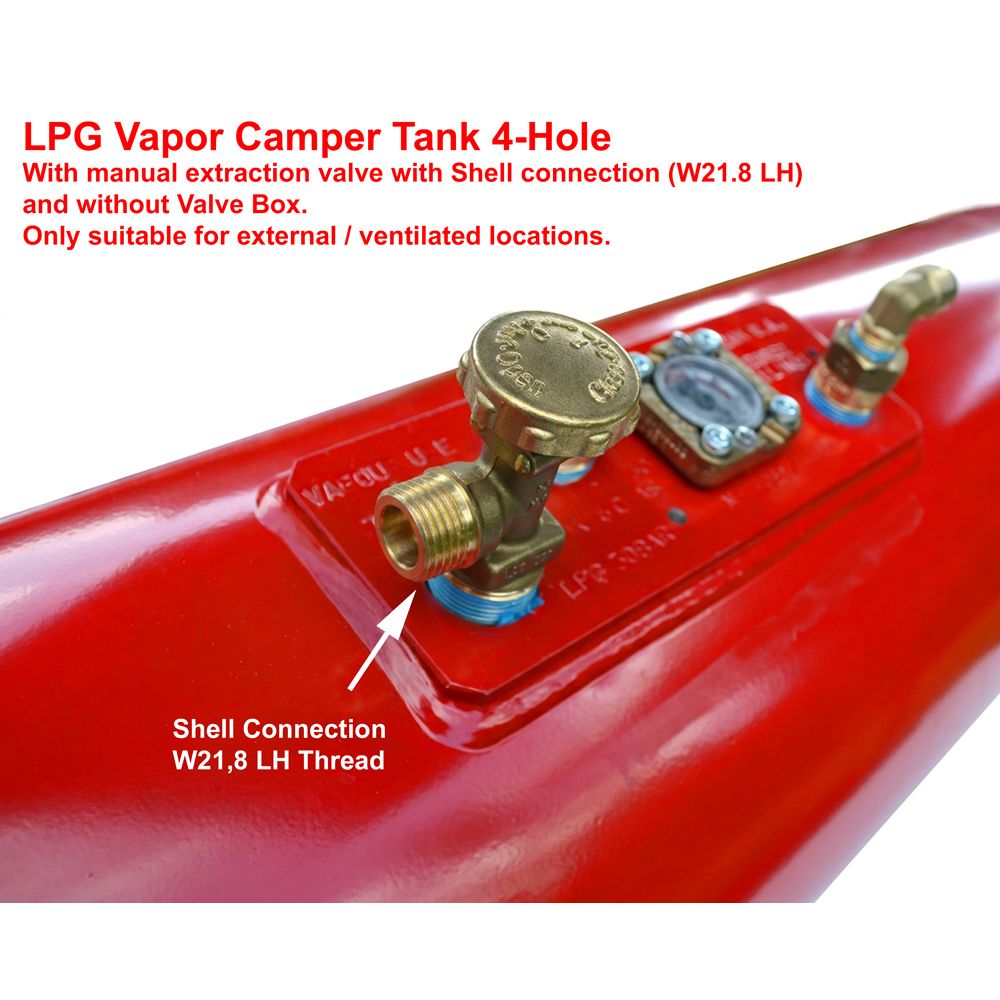 Cyl. Camper LPG Vapor Tank 20L (Ø200x720) GZWM 4 Hole 67R - Incl. Valves - Camper Cooking Cyl. Camper LPG Vapor Tank 20L (Ø200x720) GZWM 4 Hole 67R - Incl. Valves - Camper Cooking