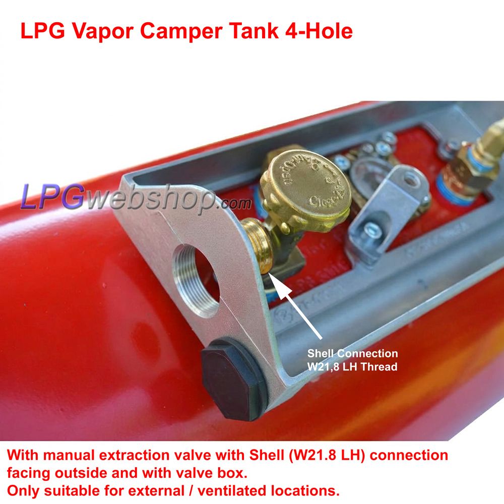 Cyl. Camper LPG Vapor Tank 20L (Ø200x720) GZWM 4 Hole 67R - Incl. Valves - Camper Cooking Cyl. Camper LPG Vapor Tank 20L (Ø200x720) GZWM 4 Hole 67R - Incl. Valves - Camper Cooking
