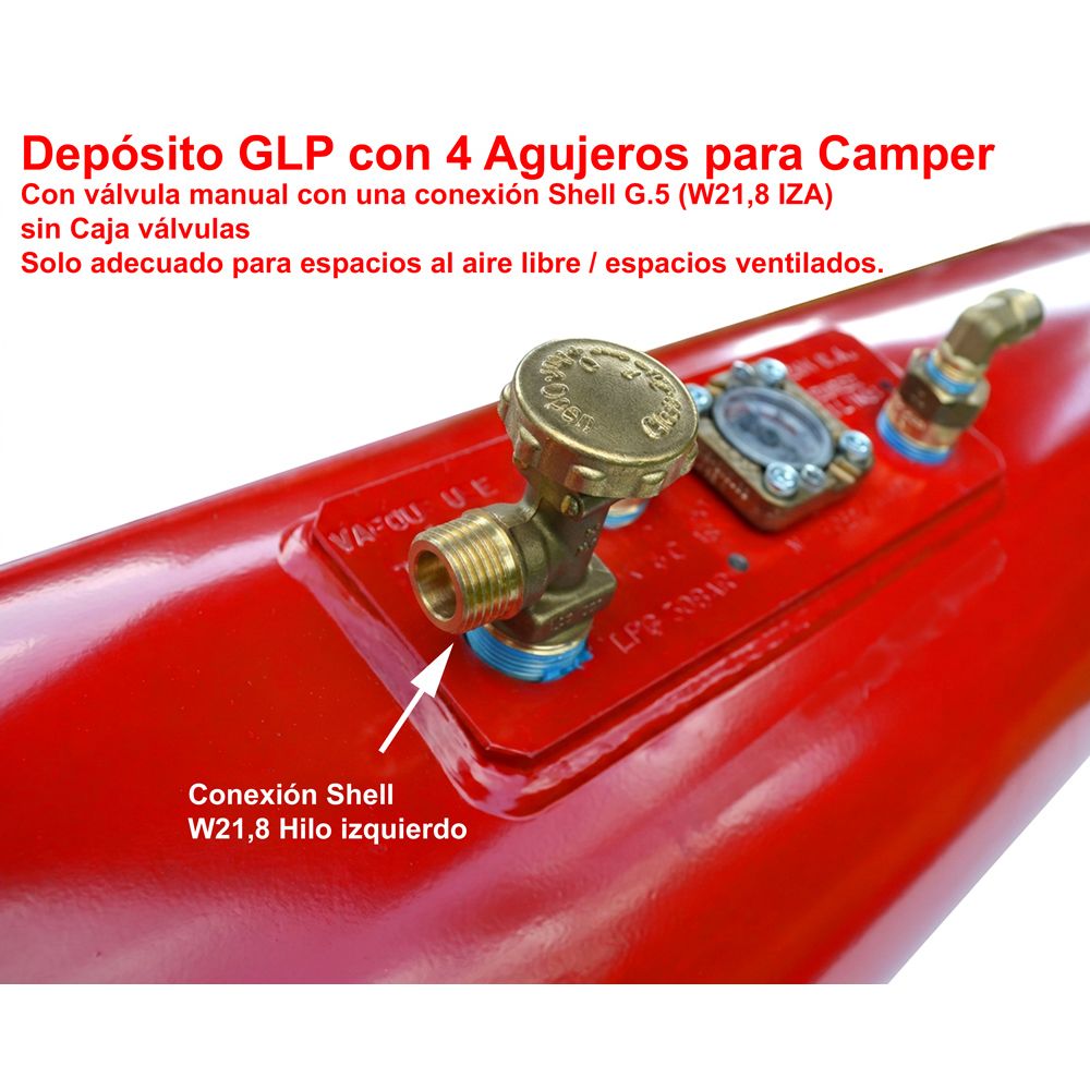 Depósito GLP para Autocaravanas 20L (Ø200x720) Cilíndrico 4-Agujeros GZWM 67R - Uso Doméstico Depósito GLP para Autocaravanas 20L (Ø200x720) Cilíndrico 4-Agujeros GZWM 67R - Uso Doméstico