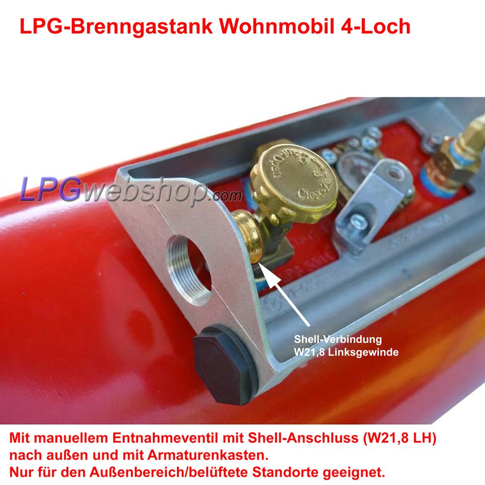 Zylindrischer LPG Brenngastank Wohnmobil 20L (Ø200x720) GZWM 4-Loch 67R - Inklusive Ventile Zylindrischer LPG Brenngastank Wohnmobil 20L (Ø200x720) GZWM 4-Loch 67R - Inklusive Ventile